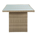 Garden Dining Table Brown 200X100X74 Cm Glass And Poly Rattan
