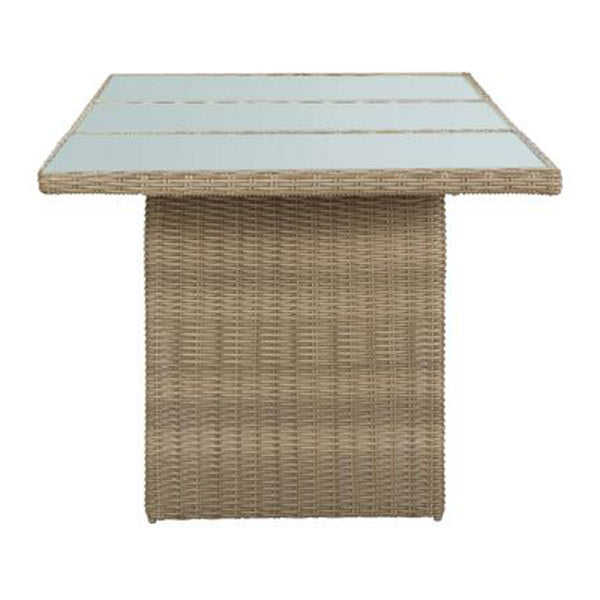 Garden Dining Table Brown 200X100X74 Cm Glass And Poly Rattan