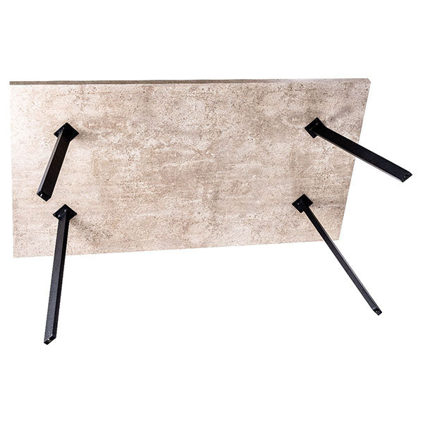 Concrete Dining Table With Black Metal Legs 165X90X76Cm
