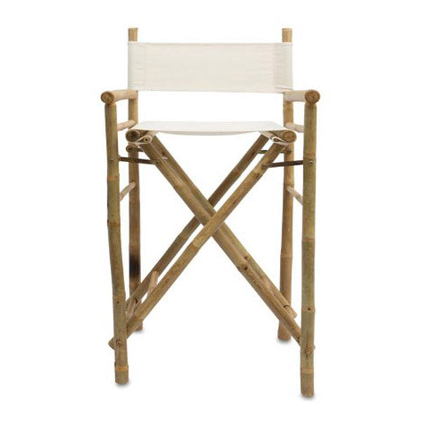 Bamboo Bar Stool Directors Chair White 58X44X115Cm