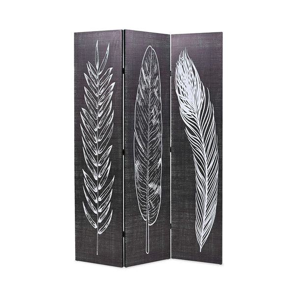 Folding Room Divider 120X180 Cm Feathers Black And White