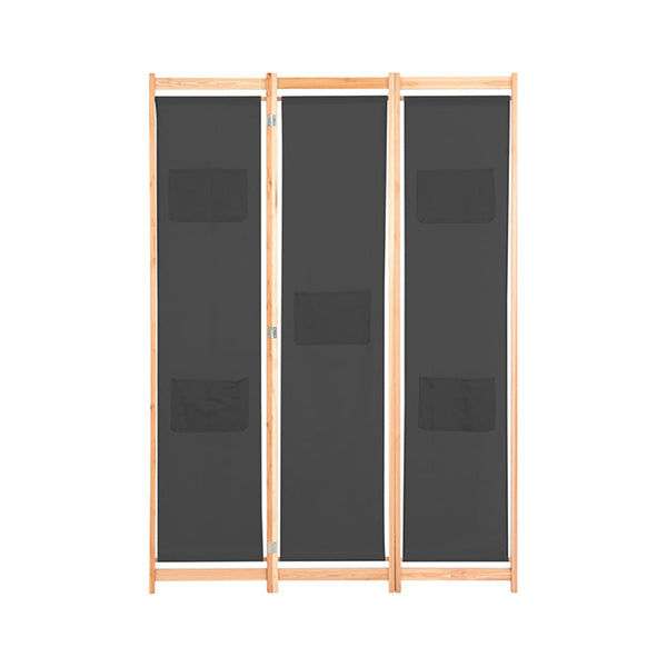 3 Panel Room Divider Grey 120X170X4 Cm Fabric