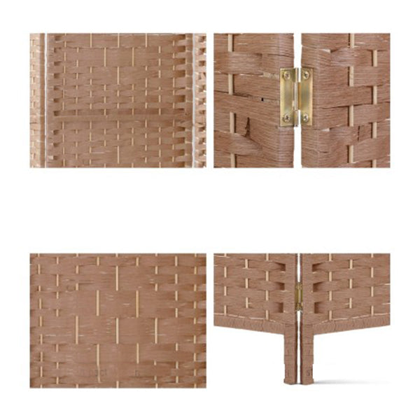 Panel Room Divider Screen Privacy Rattan Timber Foldable Hand Woven