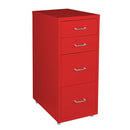 4 Tiers Steel Organiser Metal File Cabinet With Drawers Red