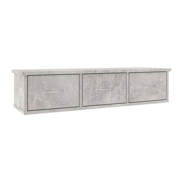 Wall Mounted Drawer Shelf Concrete Grey Chipboard