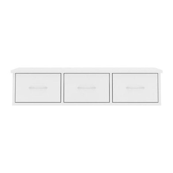 Wall Mounted Drawer Shelf White 88X26 Cm Chipboard