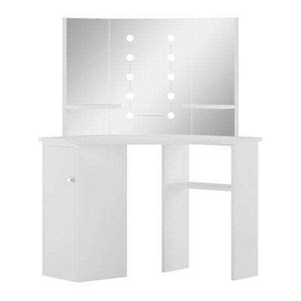 Corner Dressing Table Make Up Table With Led Light White