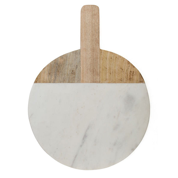 Skyler Round Wood and Marble Serving Board