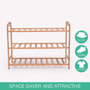 2X 3 Tier Bamboo Shoe Rack Shoes Organizer Storage Shelves Stand Shelf