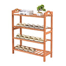 2X 4 Tier Bamboo Shoe Rack Shoes Organizer Storage Shelves Stand Shelf