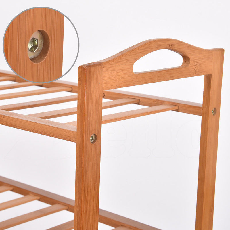 2X 4 Tier Bamboo Shoe Rack Shoes Organizer Storage Shelves Stand Shelf