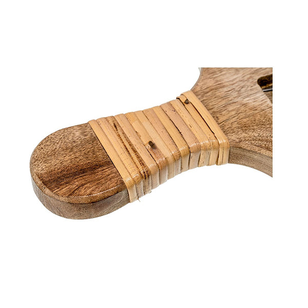 Mac Cheese Board With 3 Knives And Rattan Feature Handle Natural