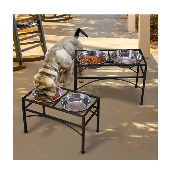 Pawz Dual Elevated Raised Pet Dog Puppy Feeder Bowl Stainless Steel Food Water Stand