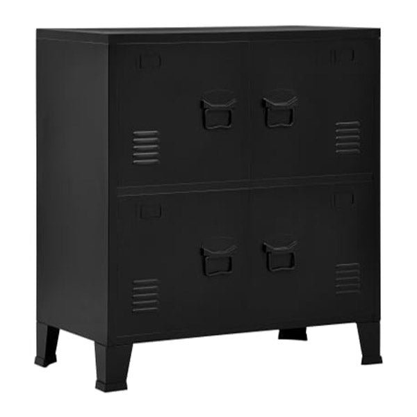 Filing Cabinet With 4 Doors Industrial Black 75X40X80 Cm Steel