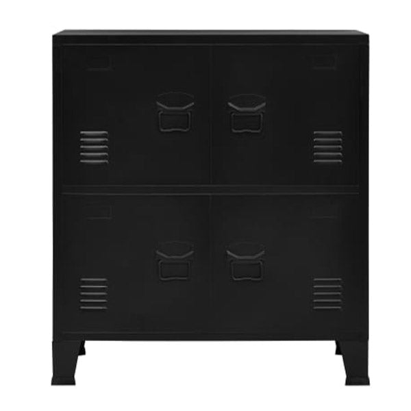 Filing Cabinet With 4 Doors Industrial Black 75X40X80 Cm Steel