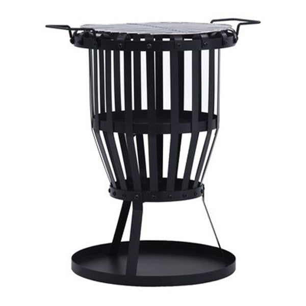 Garden Fire Pit Basket With Bbq Grill Steel 475 Mm