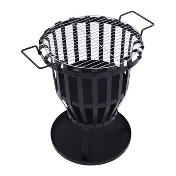 Garden Fire Pit Basket With Bbq Grill Steel 475 Mm