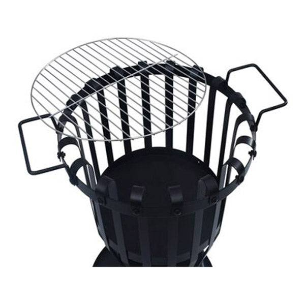 Garden Fire Pit Basket With Bbq Grill Steel 475 Mm