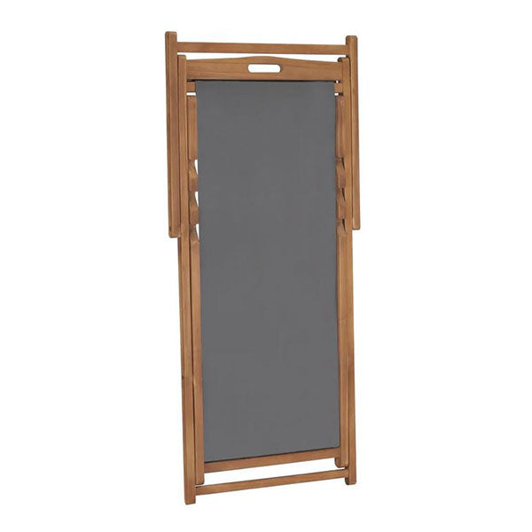 Folding Beach Chair Solid Teak Wood Grey
