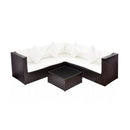 4 Piece Garden Lounge Set With Fibre Cotton Filling Cushions Rattan