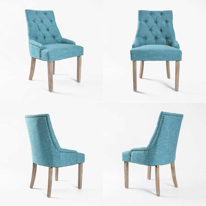 French Provincial Oak Leg Chair Amour Blue
