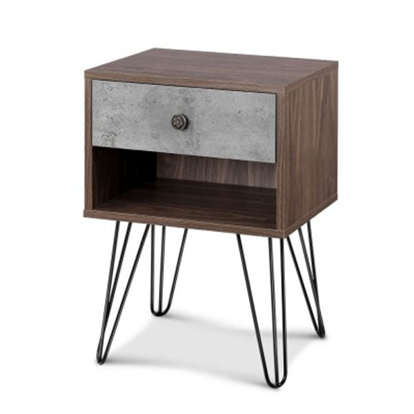 Bedside Table With Drawer Grey