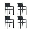 Garden Chairs 4 Pcs Black Plastic Rattan Look