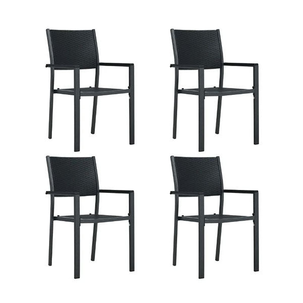 Garden Chairs 4 Pcs Black Plastic Rattan Look