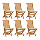Garden Chairs With Cream Cushions 6 Pcs Solid Teak Wood 89 Cm
