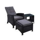 Outdoor Setting Recliner Chair Table Set Wicker Lounge Patio Furniture