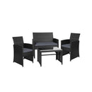 Garden Furniture Outdoor Lounge Wicker Sofa Set Storage Cover Black