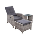 Outdoor Setting Recliner Chair Table Set Wicker Lounge Patio Furniture