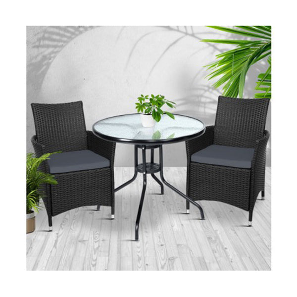 Outdoor Furniture Dining Chair Table Bistro Set Wicker Cafe Bar Set