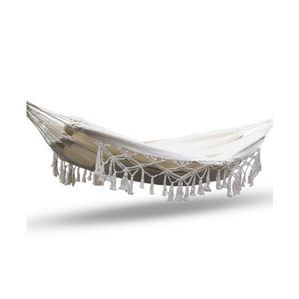 Gardeon Hanging Tassel Hammock Swing Bed Cream