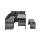 Outdoor Dining Sofa Set Wicker 8 Seater Storage Cover Mixed Grey