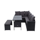 Outdoor Furniture Dining Setting Sofa Set Lounge Wicker 8 Seater Black