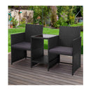 Outdoor Wicker Loveseat Bistro Set Patio Garden Black
