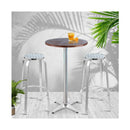 Outdoor Bistro Set Bar Table Stools Adjustable Aluminium Cafe 3Pc Wood