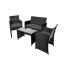 Garden Furniture Outdoor Lounge Wicker Sofa Set Storage Cover Black