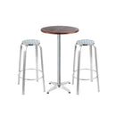 Outdoor Bistro Set Bar Table Stools Adjustable Aluminium Cafe 3Pc Wood
