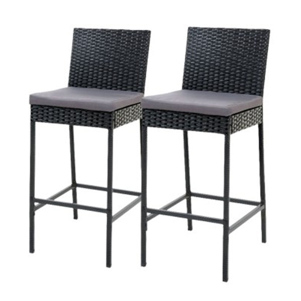 Outdoor Bar Stools Dining Chairs Rattan Furniture X2