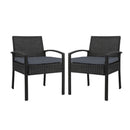 2X Outdoor Dining Chairs Wicker Lounge Bistro Set Cafe Cushion Black