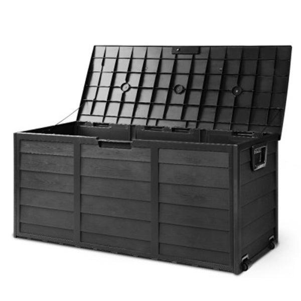 290L Outdoor Storage Box Lockable Weatherproof Garden Deck All Black