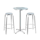 Outdoor Bistro Set Bar Table Stools Adjustable Aluminium Cafe 3Pc