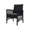 Outdoor Furniture Dining Chairs Rattan Garden Patio Cushion Black X2