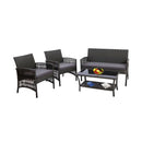 Gardeon Outdoor Furniture Rattan Set Wicker Cushion 4Pc
