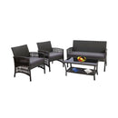 Gardeon Outdoor Furniture Rattan Set Wicker Cushion 4Pc