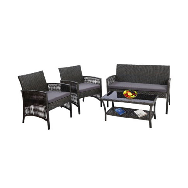 Gardeon Outdoor Furniture Rattan Set Wicker Cushion 4Pc