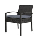 2X Outdoor Dining Chairs Wicker Lounge Bistro Set Cafe Cushion Black