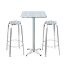 Outdoor Bistro Set Bar Table Stools Adjustable Aluminium Cafe 3Pc